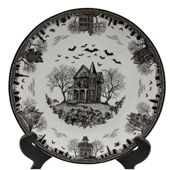 Lenox Haunted Village Four-Piece Place Set Dessert Plate Set 8” - Picture 3 of 16